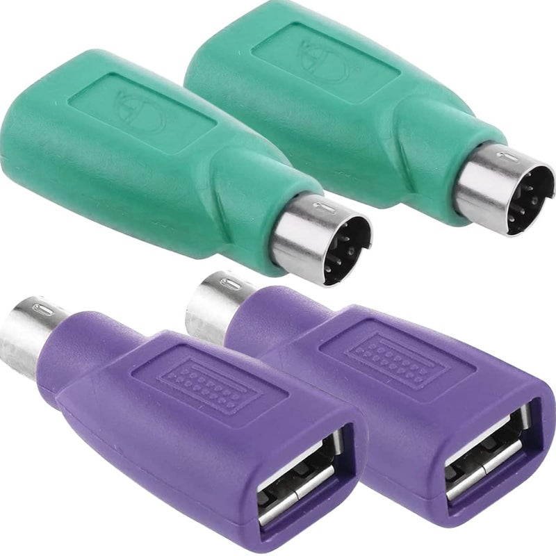 DKARDU PS/2 to USB A Adapter Male to Female Keyboard Adapter PS-2 Jack to USB A Plug for Mouse and Keyboard, Replacement PS/2 Keyboards Adapters, 4 PCS - Image 1